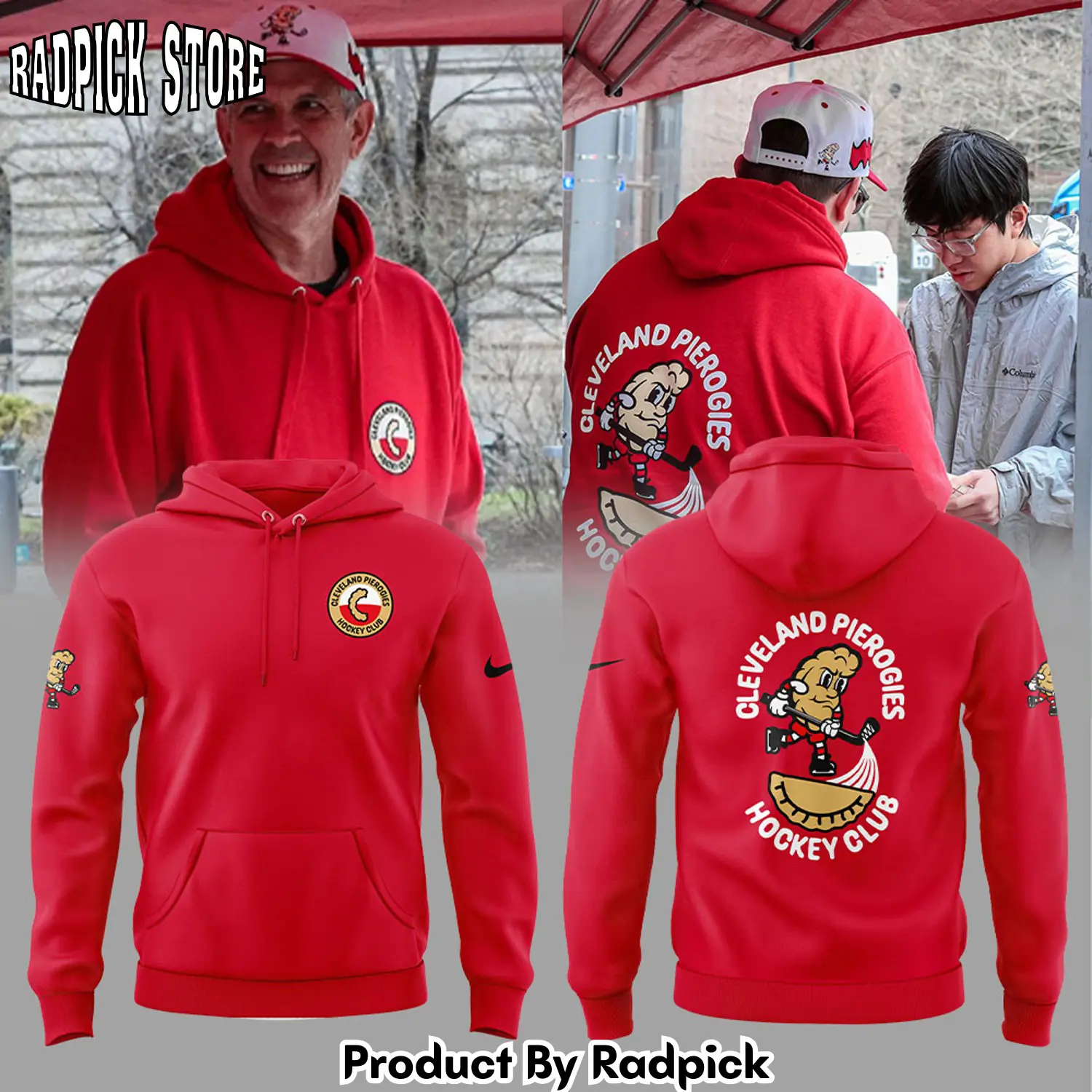 Cleveland monsters pierogies uniform red v2 hoodie joggers hoodie and long pants set rp291838